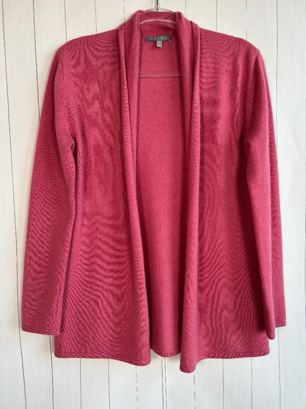 Neiman Marcus women size M open front cardigan 100% cashmere pink shawl collar